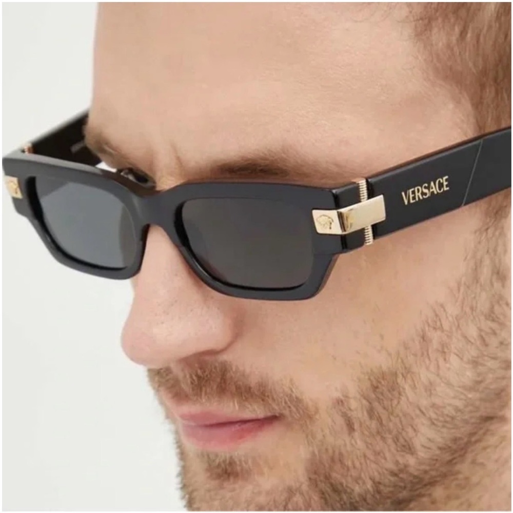 Versace Black Rectangular Sunglasses NWT - image 10